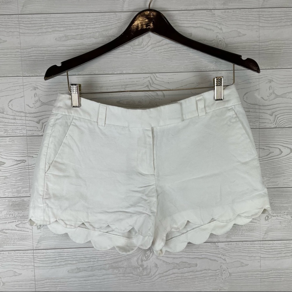 J. Crew Factory White Scallop Shorts Size 2